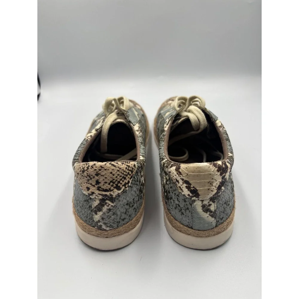 Crown vintage Snakeskin Embossed Espadrille Lace Up Sneakers Low Top Shoes